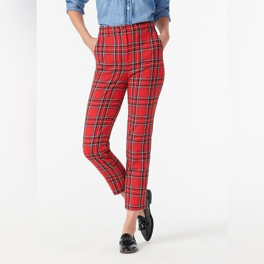 JCREW High-rise Cameron Pants in Red Stewart Tartan. Size 4. NWOT.